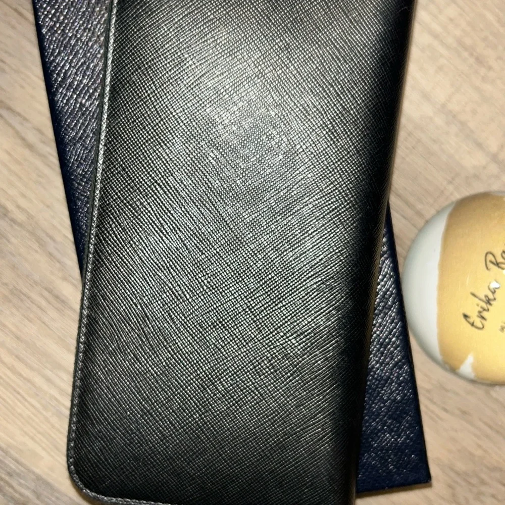 Prada Saffiano Black Leather‎ Large Zip-Around Wallet